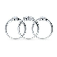Стерлинг сребърна папийонка сватбена годежни пръстени Кубичен циркония CZ сърдечен пръстен за жени, родий с размер 4