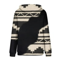 Суитчър за жени ацтеки геометричен печат суитчър пуловер, ежедневни дълъг ръкав западни Етнически Графичен Пуловер върхове Черно М
