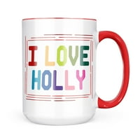 Neonblond обичам Холи, цветен подарък за халба за любители на чай за кафе