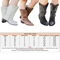 Lacyhop Women Fashion Toe Toe Mid Top Boots се приплъзва на леки западни кофти ежедневни обувки