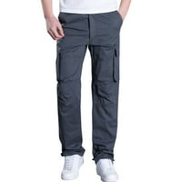 Мъжки панталони, облицовани с руно с цип мъжки плюс размер памук, много джоба устойчиви гащеризони панталони фланелни панталони джобни панталони