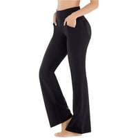 LiSeTool Yoga Pants for Women Yoga Pants High Toist Flare Flaregings Wide Straight Leck Sports Панталони Пътни панталони с джоб за йога пилатес фитнес суипти черни черни