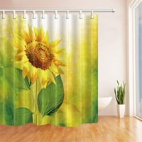 Котом слънчоглед пръскане Слънчогледи в жълт Полиестерен плат баня завеса за душ