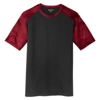 Mafoose Mens Camohe ColorBlock Polyester Tee Black Deep Red S