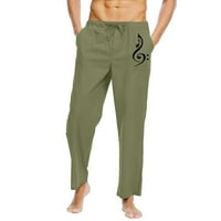 Baocc Men's Pants Men All Season Fit Pant Небрежно всички твърди цветни музикални картини памучно бельо свободно плюс размер панталон мода плажни джобове панталони зелено
