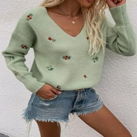 Пуловери за жени Флорални бродирани дамски пуловери с дълъг ръкав Пуловер зимни пуловери върхове alsol lamesa