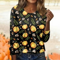 Умитай флорални блузи за жени Дамски ежедневни Мода Хелоуин печат дълъг ръкав о-врата пуловер Топ Блуза