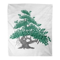 Хвърлете одеяло топло уютно печат фланелен зелена антена на озеленяващо дърво символ Изометричен банян за градина, удобно меко за диван и диван на леглото