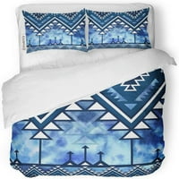 Спален комплект син племенни акварел Ацтек фантазия абстрактни геометрични Близнаци Размер пухени покритие с калъфка за дома легла стая декорация