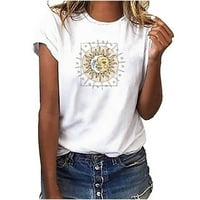 Дамски върхове мода за жени ежедневни луни слънчеви букви за печат без ръкави тениска блуза s