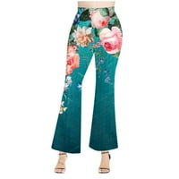 Hanas Women's Summer Fashion Wide Leg Palazzo, свободен ежедневен принт удобен еластичен висок талия, разпален ежедневни панталони
