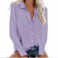 Клирънс модни жени върха женски бутон блуза с дълъг ръкав тениска лятна мода причинно-следствени върхове