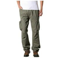 Товарни панталони за мъже големи и високи редовно прилепнали прави крак много джобове панталони памук комфорт на открито туризъм