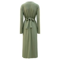 Дамски дълги пола високо студена сестра стил пролет и есен вътрешен колан стил рокля ежедневни пола Дамски ежедневни рокля зелен л