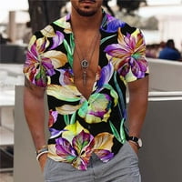 Мъжки Блузи, Мъжка Мода Случайни Копчета Хавай Печат Изненадващ Риза С Къс Ръкав Блуза Многоцветен