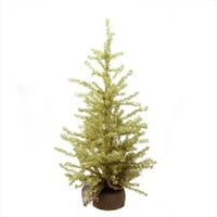 Vickerman 2 'Unlit Artificial Christmas Tree Champagne Gold Colored Tinesel