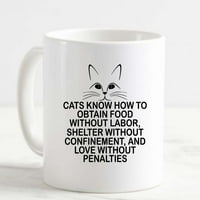 Голяма чаша за кафе котки знаят как да получат храна без труд керамична чаша за кафе Оз забавни подаръци за жени или мъже