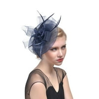 Eyicmarn Vintage Women Fassinators Hats Елегантни перата мрежа Кентъки Дерби ленти за глава за глава за чай парти сватбени шапки