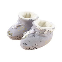 Avamo Girls Boys Crib Shoes Памучен облицовка Зимна ботуша Дръпване на глезена Багажник Домашна чорап обувка Небрежно топли флорални чорапи светло сиво 3C