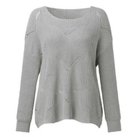 ketyyh-chn женски пуловери женски пуловер с дълъг ръкав v Врат твърд цвят ежедневни пуловерни върхове