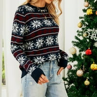 Pinfect жени Коледни пуловер празничен плетен джъмпер с дълъг ръкав моден пуловер риза