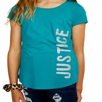 Правосъдие Момичета Лого Графични Тениски, 2-Пакет, Размери 5 - & Плюс