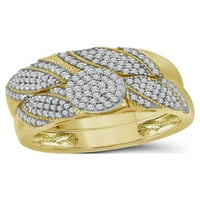 Златна звезда 10кт жълто злато кръгъл диамантен клъстер Булчински сватбен пръстен халка комплект