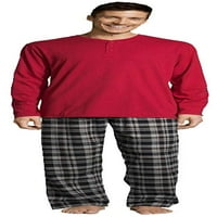 Ханес Мъжки пижами Екосмарт карирани панталони сън комплект супер удобни пижами, 41327-ХХХ-голям