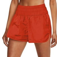 Fsqjgq дамски къси панталони леки леки къси панталони за жени, работещи с бързи сухи къси панталони, еластична талия йога панталони спортни панталони оранжеви m