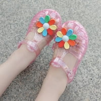 Детски обувки Бебешки момичета сладки плодове желе цветове кухи неплъзгащи меки плажни римски сандали розови 7-8 години