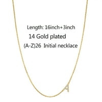 Странично първоначално огърлица за жени 14k златно покритие Dainty Cubic Zirconia Sideways Alphabet A-Z Letter Lefflace Подаръци за жени момичета