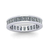 Естествен 2.70 КТ принцеса нарязани диамант класически канал комплект жените годишнина сватба вечност пръстен твърдо 10к Бяло Злато г-Х и1