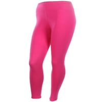 Памук с пълна дължина гамаши обикновени кльощави панталони за жени младши размер, горещо розово, средно