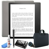 - Kindle Oasis e -reader - 8GB - Графитен пакет с ръкав с цип + Power Bank + USB автомобилен адаптер + стилус писалка + почистващ екран