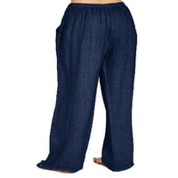Дамски йога панталони шнур дъна Плътен цвят гамаши ластик гамаши дълги тренировка панталони светло синьо 4ХЛ
