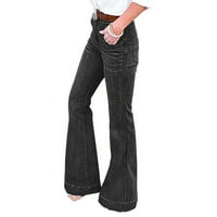 Yubatuo панталони за жени модни ежедневни джобни дънки панталони от средна талия дънкови панталони Панталони Женски панталони