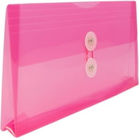 Пластмасови пликове, 5.3x10, 12 пакет, Fuchsia Pink, струна на бутони, книжка