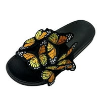 дамски мокасини Чехли пеперуда отворени пръсти външни чехли плажни обувки чехли за жени Сладки обувки жълти 9