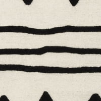Kids Zigzag Striped Wool Runner Rug, Ivory Black, 2'6 8 '