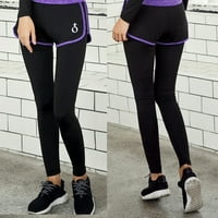 Плюс размери гамаши за жени тренировка бягайки спортни киселини поръчка, облечена ежедневна меки гамаши от капризи Капри капри джиги атлетически гамаши за жени 37- черно+ цветна прежда лилаво xl