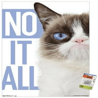 Ядосан котка-син плакат за стена с пуш щифтове, 22.375 34