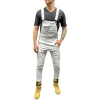 Tking Fashion Men's Pants Fashion Denim Straps измива обща комбинезия улични дрехи джобни висши панталони за мъже