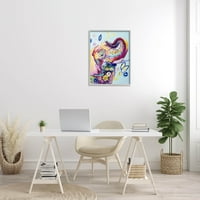 Цветен Модел Забавно Слон Животни & Насекоми Живопис Сива Рамка Изкуство Печат Стена Изкуство