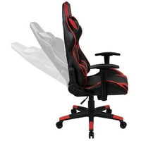 Flash мебели Игрален стол Състезателен офис Ергономичен компютър с регулируем въртящ се стол с напълно легнало обратно в червен Leathersoft