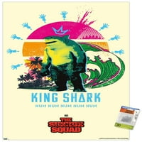 Филм на комиксите самоубийствения отряд - Плакат за стена на King Shark с pushpins, 22.375 34