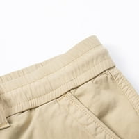 Летни ежедневни мъже мъже мъже ежедневни солидни бутон с цип джобове еластична талия подрязани товари къси панталони за жени