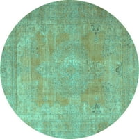 Ahgly Company Machine Pashable Indoor Round Персийски тюркоазено сини традиционни килими, 7 'кръг