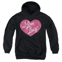 Тревко ЛБ299 - ИФТ-Обичам Люси и флорално лого-младежки пуловер с качулка, черен-малък