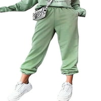 Niuer дами уплътнени букви отпечатани спортни дъна жени торбисти джогинг панталон твърд цвят фитнес зала с висока талия с руно суипани чисто зелено s