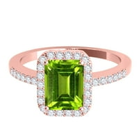 Mauli Jewels пръстени за жени 3. Каратски диамант и изумрудена форма на перидот Пръстен 10K Роза злато